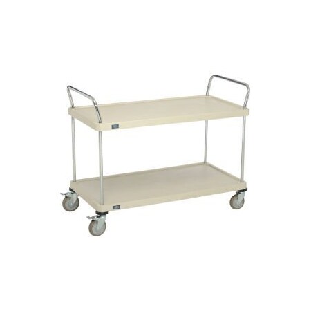 Nexel    Utility Cart With Chrome Posts, 2 Shelf, 48Lx24W, Polyurethane Brake Casters, Tan